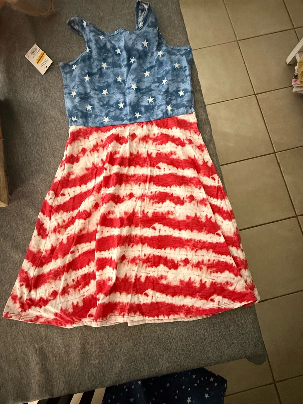 Kohl's Girls Sleeveless Patriotic Star & Stripe Dress - Red, White & Blue